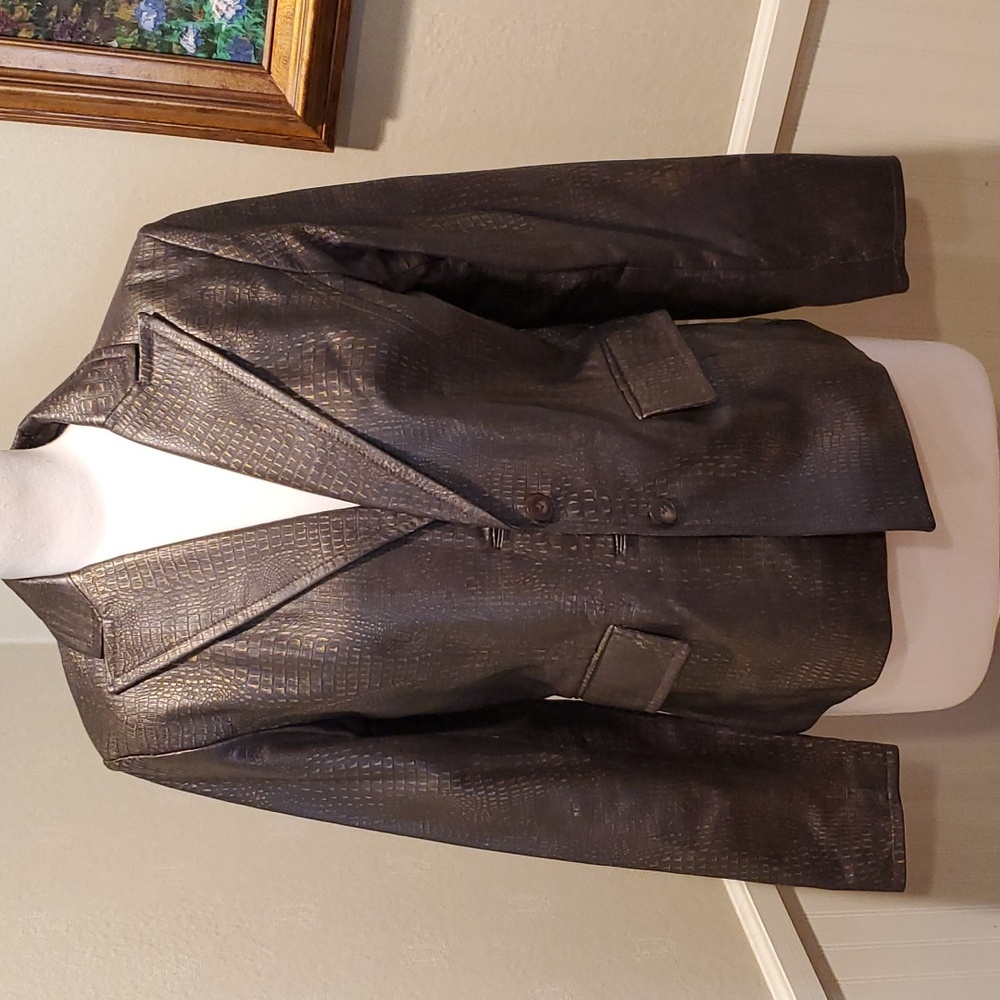 Alfani croc embossed leather blazer